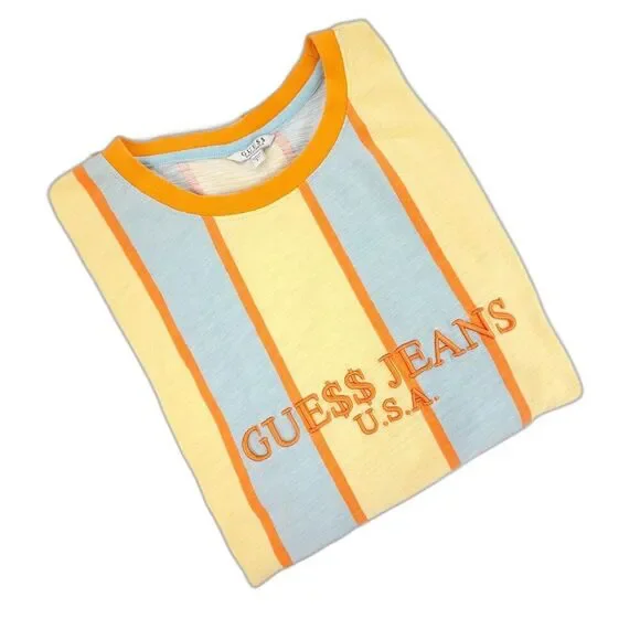 GUESS ASAP Rocky Vintage Striped Short Sleeve Ringer T-shirt 90s Streetwear‎ Y2k - Picture 6 of 9